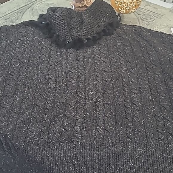 Wool blend poncho cable knit chunky warm sweater 3x - Picture 4 of 5